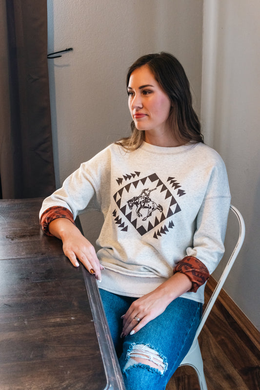 Reversible sweatshirt Bronc Rider aztec