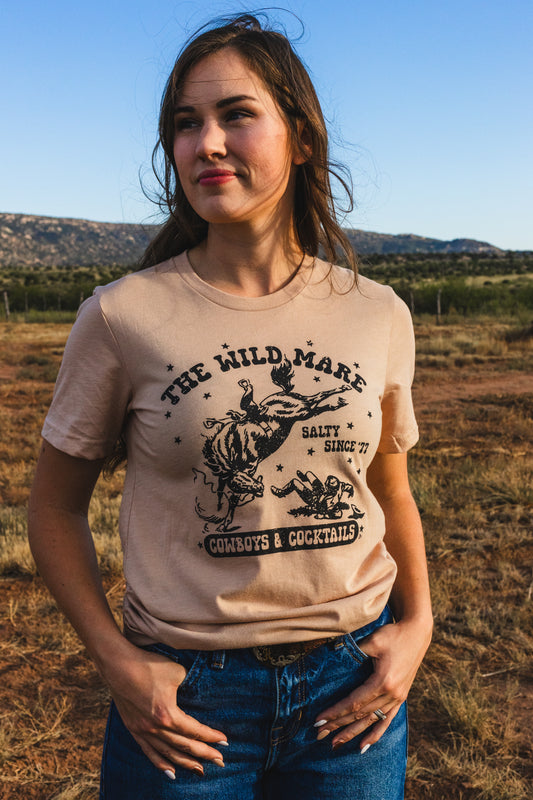 The Wild Mare *Salty since '77* Cowboys & Cocktails Tan tee