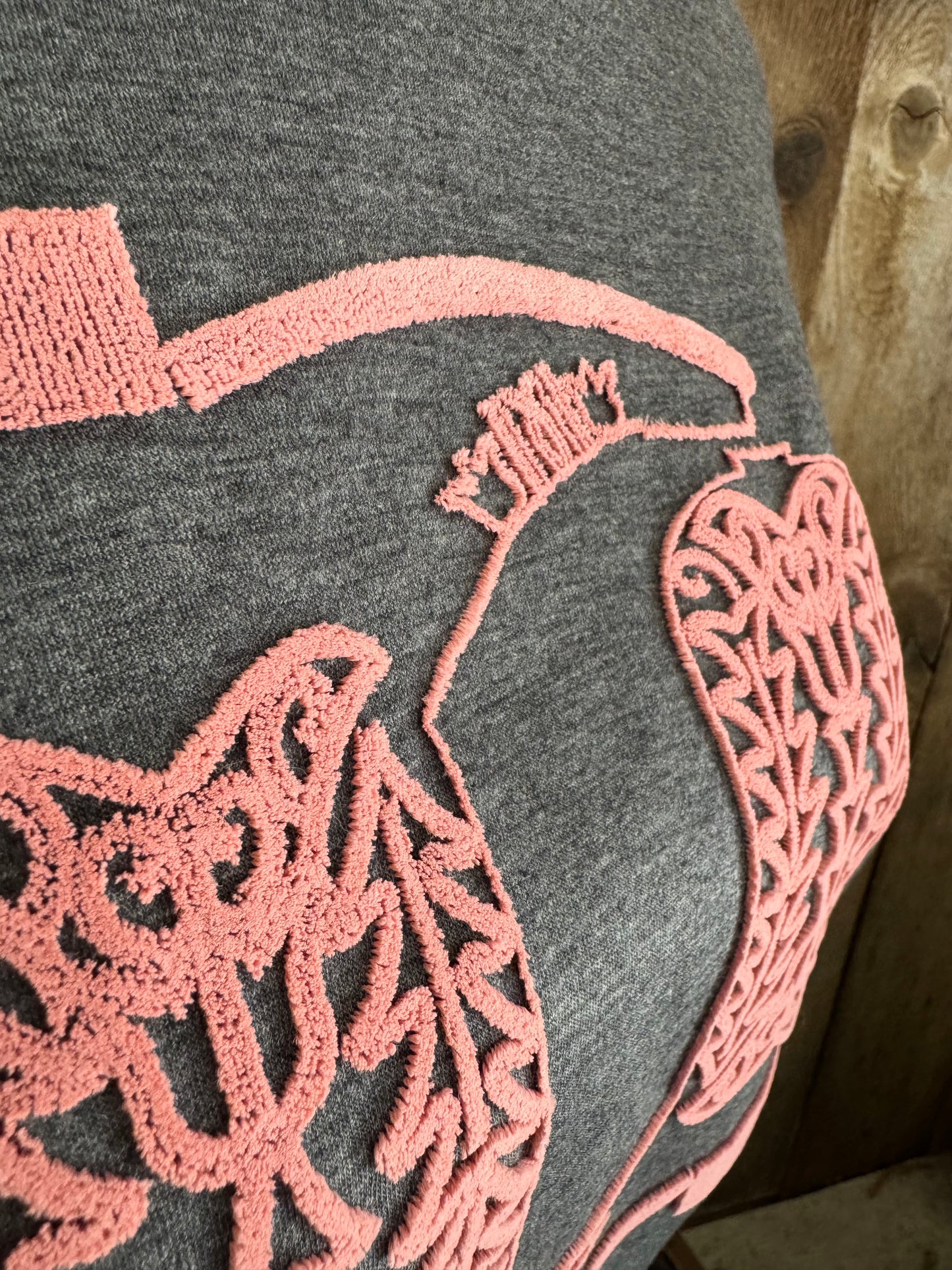 Pink boot stitch 3D embroidered top