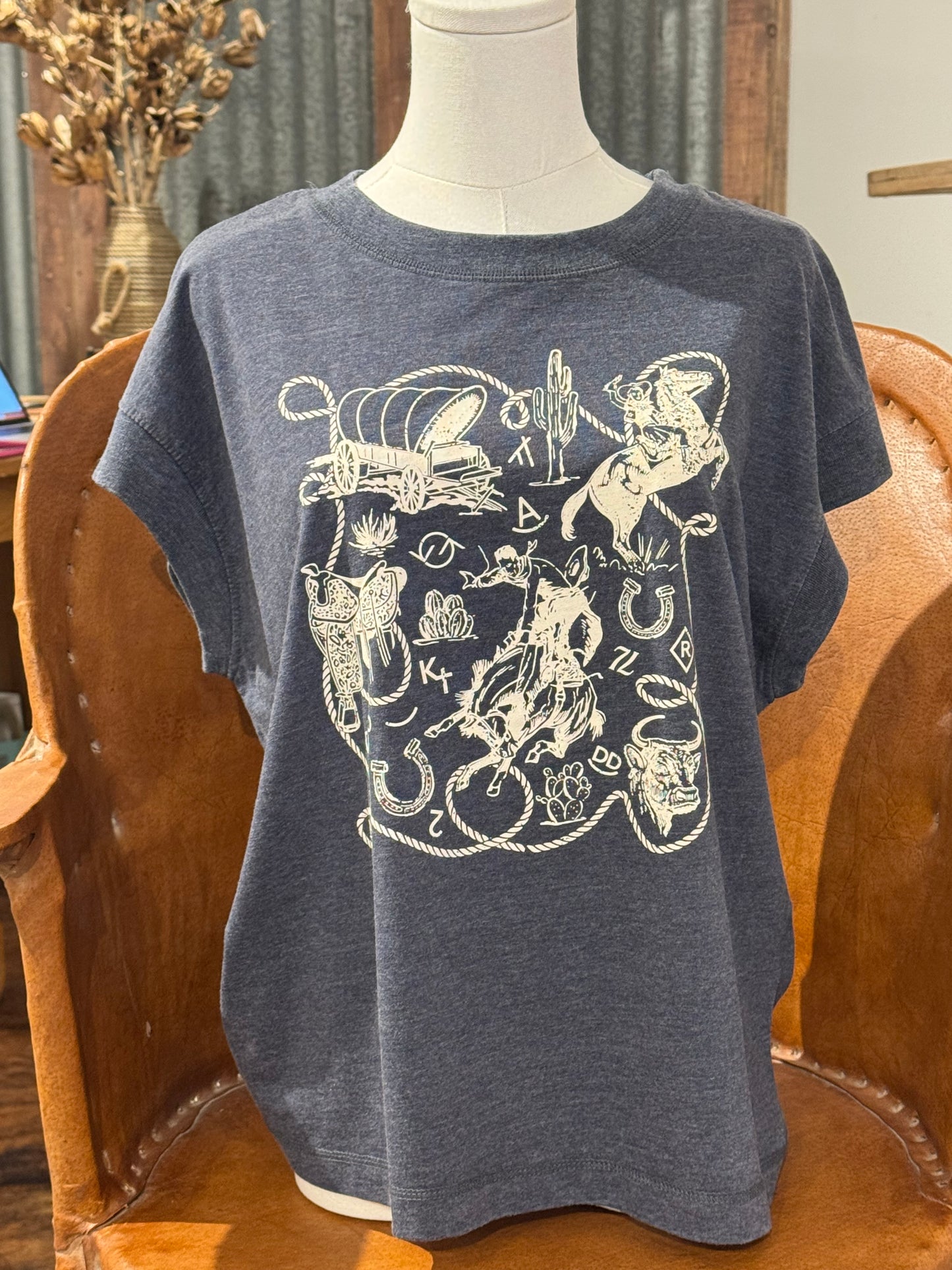 Western Icons graphic tee in blue