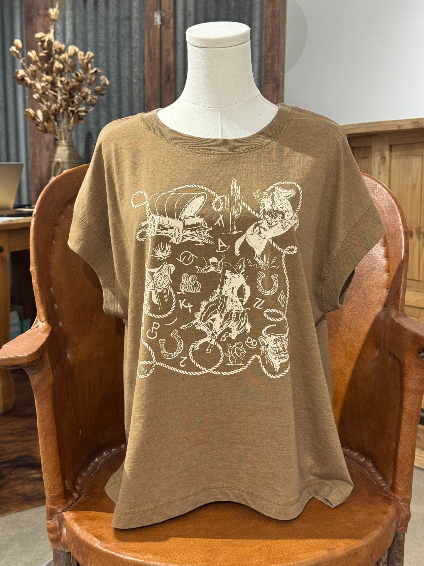 Western Icons graphic tee in brown