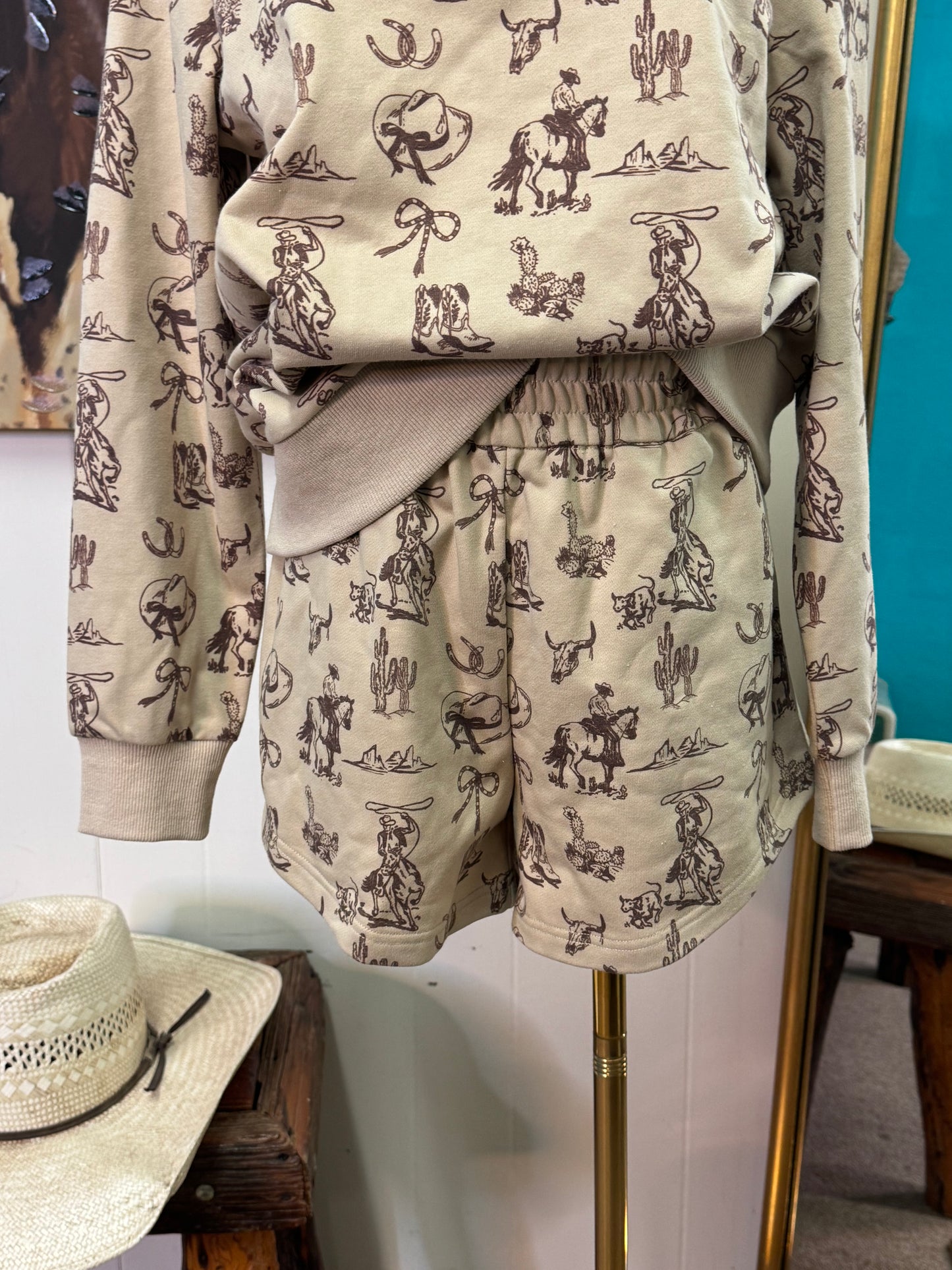 Ribbon Roping french terry shorts