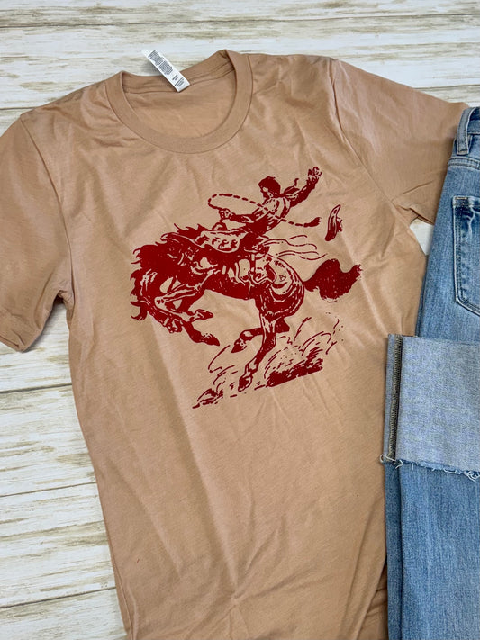 Big Red bronc rider tee