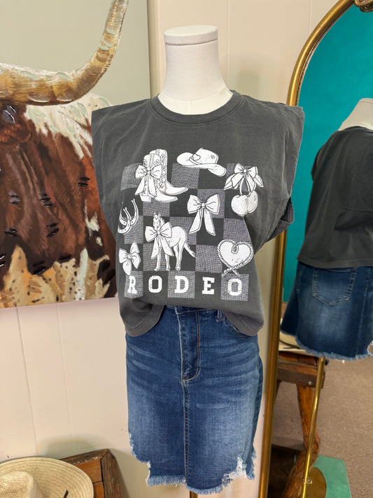 Rodeo checker & bows muscle tee