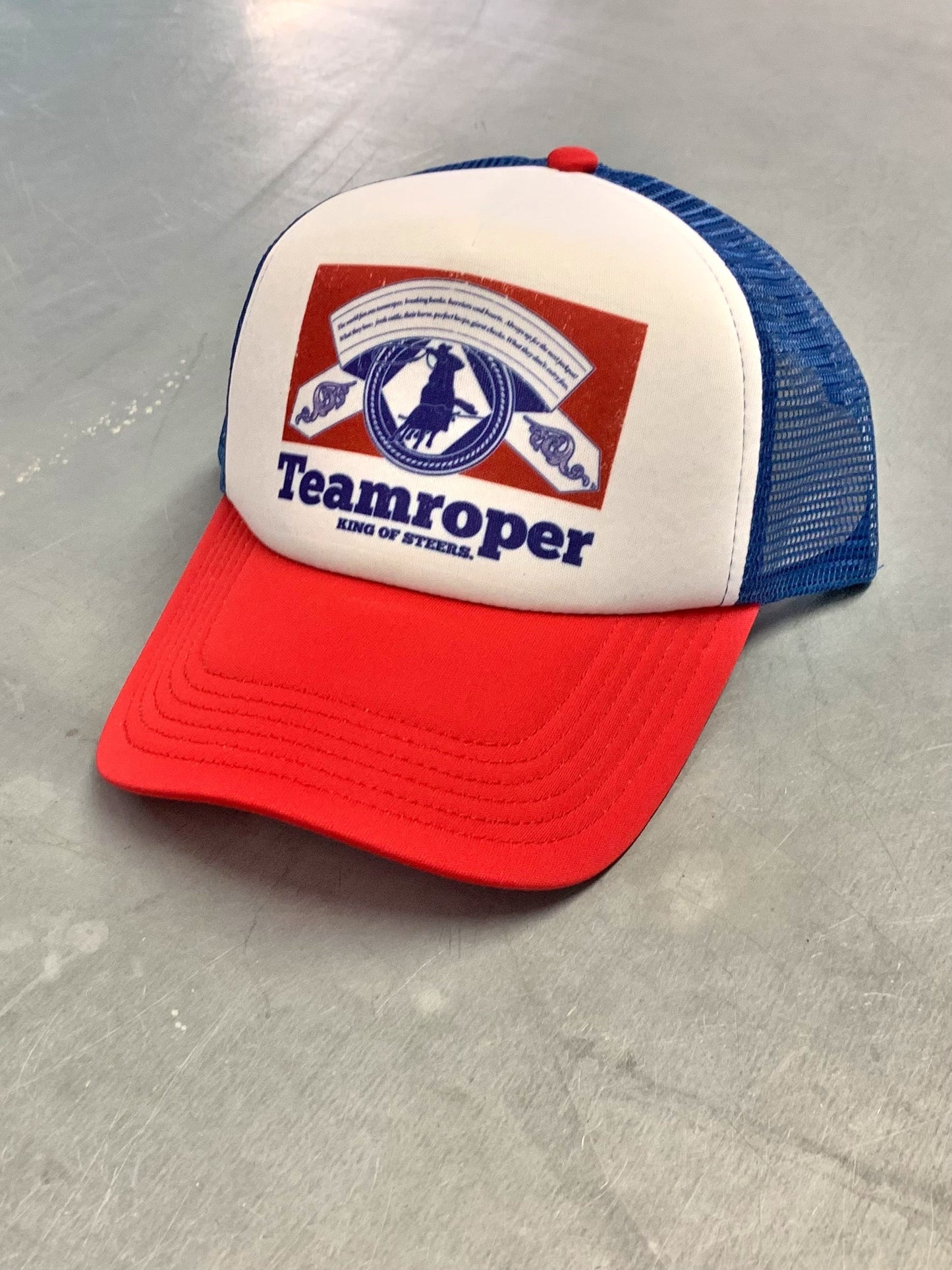 Team roper - King of Steers foam trucker hat