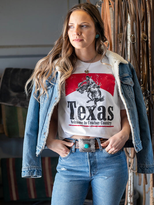 Texas Bronc Welcome to Cowboy Country graphic tee